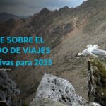 Informe mercado de viajes 2025, montaña y gaviotas.