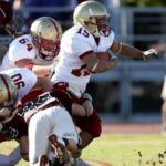 American football players in action