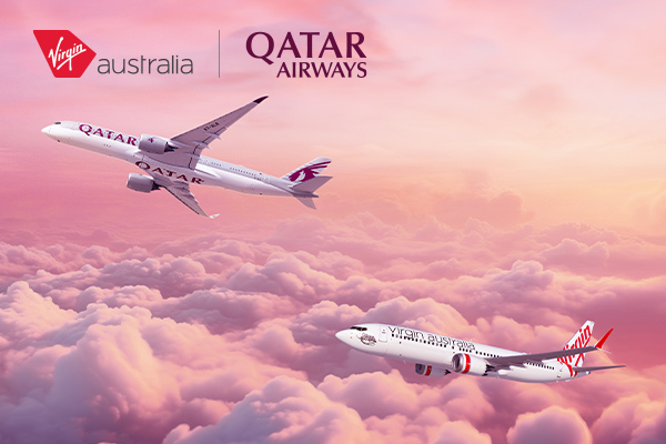 Virgin Australia and Qatar Airways planes in sky