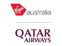 Virgin Australia and Qatar Airways logos.